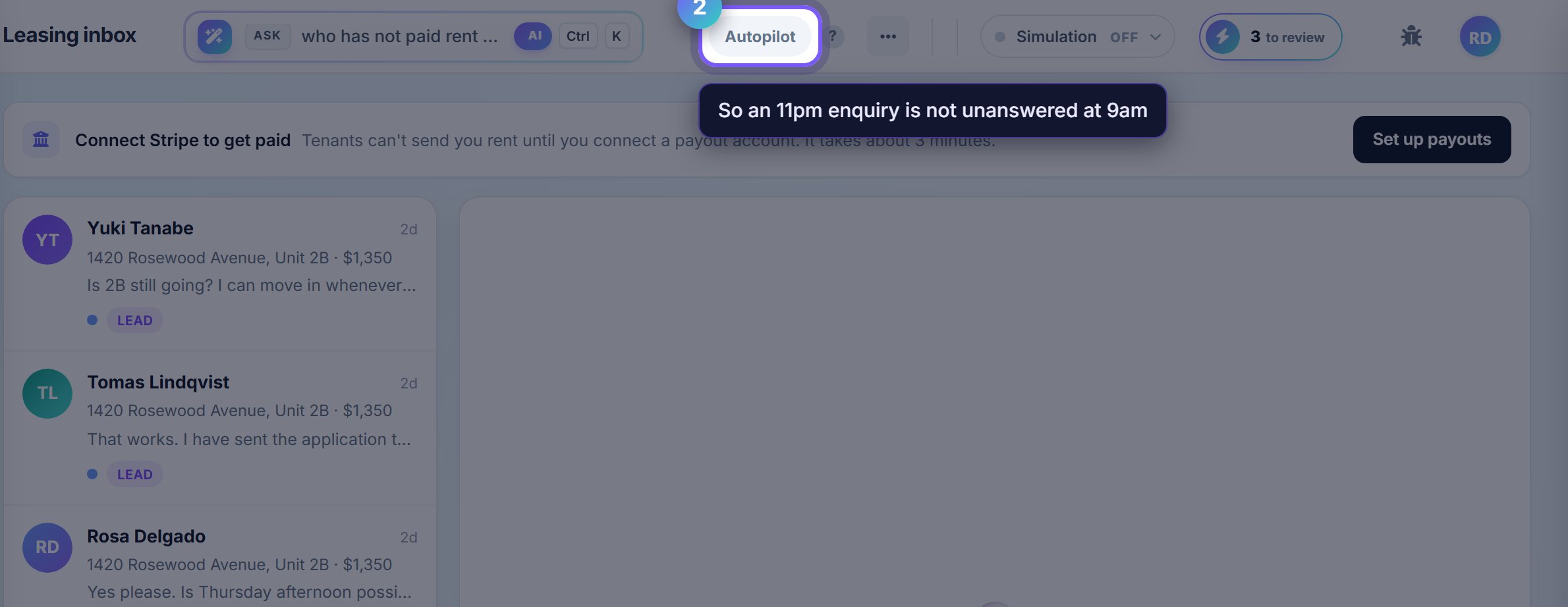 Step 2: Autopilot answers the ordinary questions