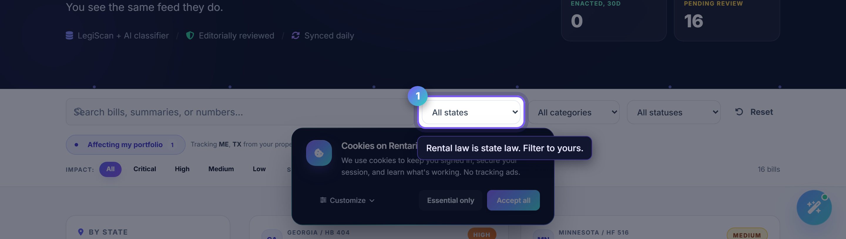 Step 1: Filter to the states you actually operate in