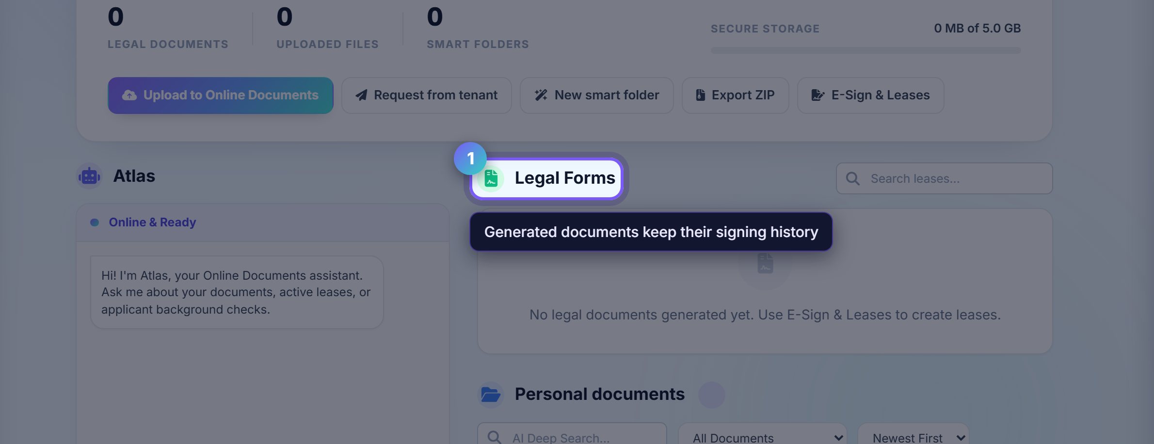 Step 1: Legal forms and personal documents are separate