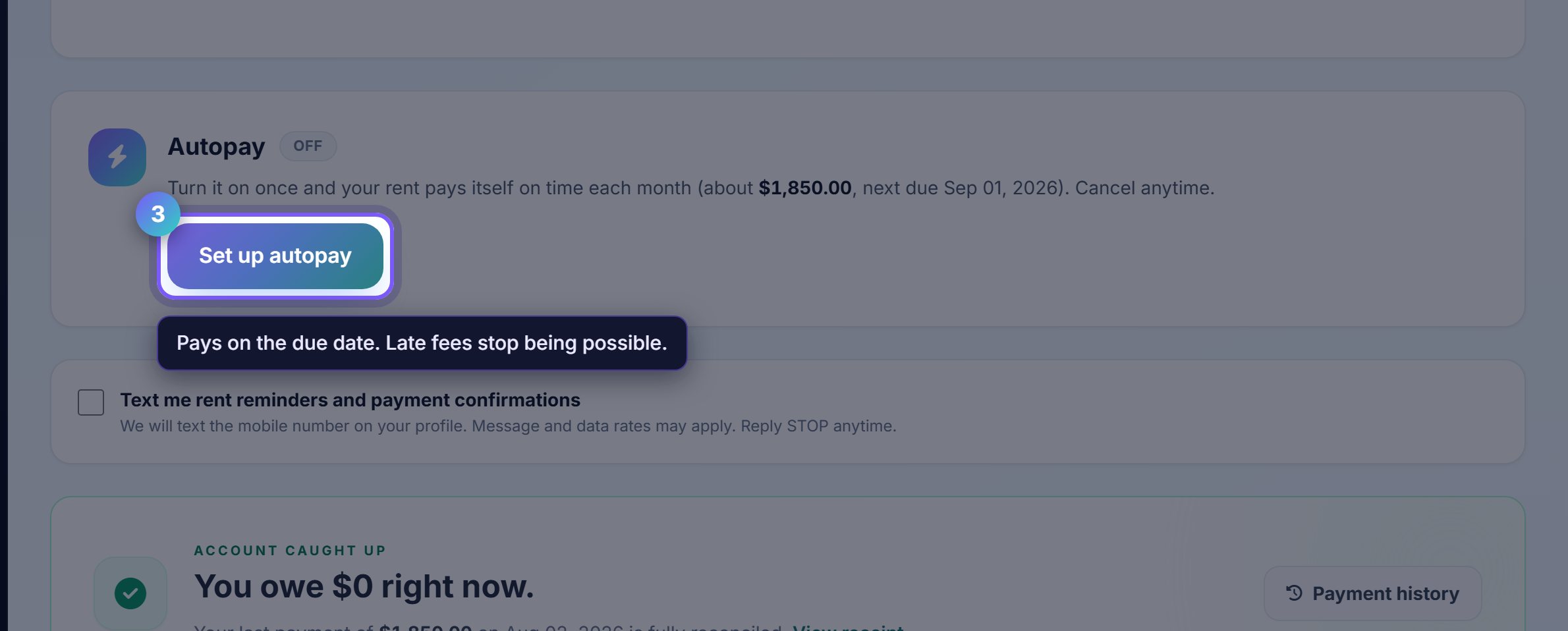 Step 3: Set autopay once