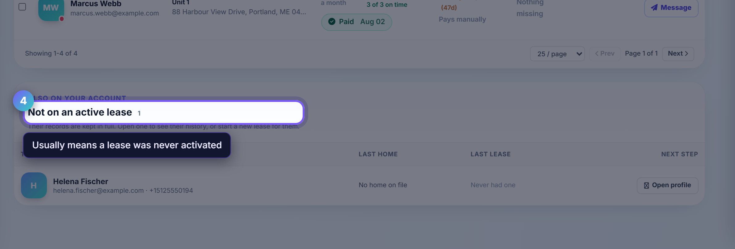 Step 4: Check who is not on a lease