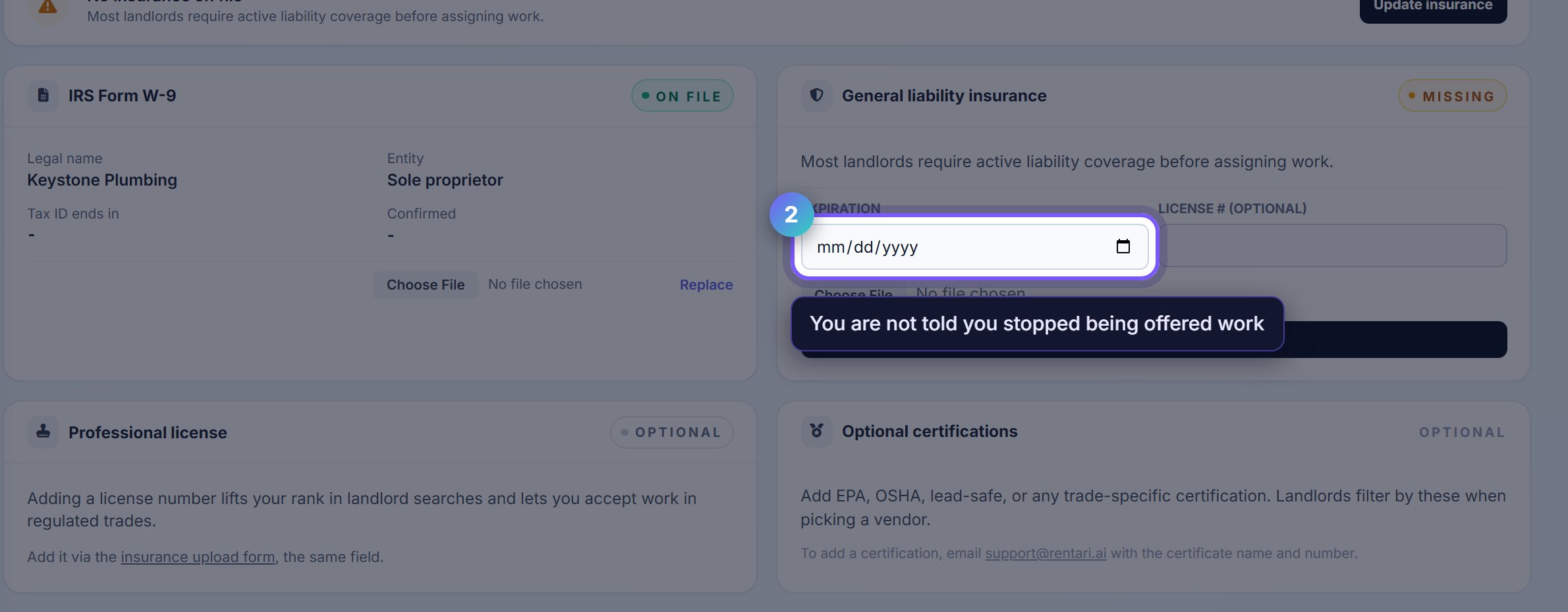 Step 2: Insurance has a date, and the date is watched