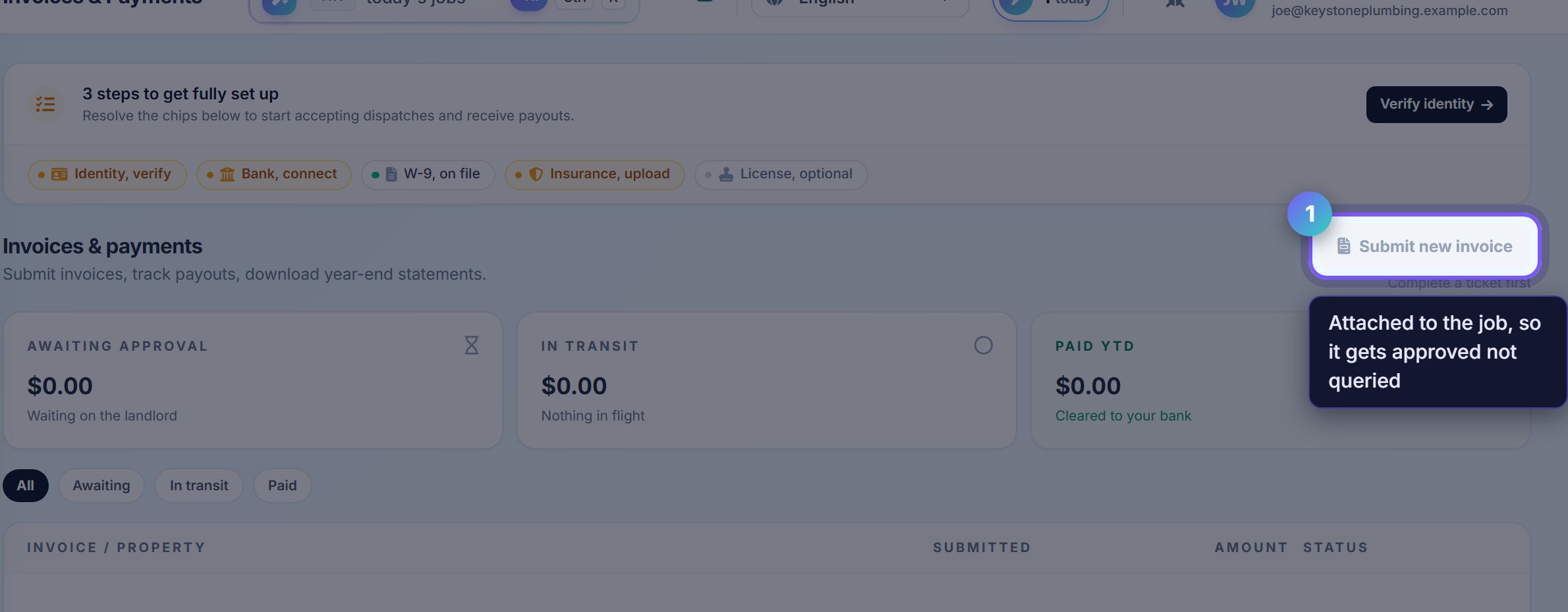 Step 1: Invoice against the work order