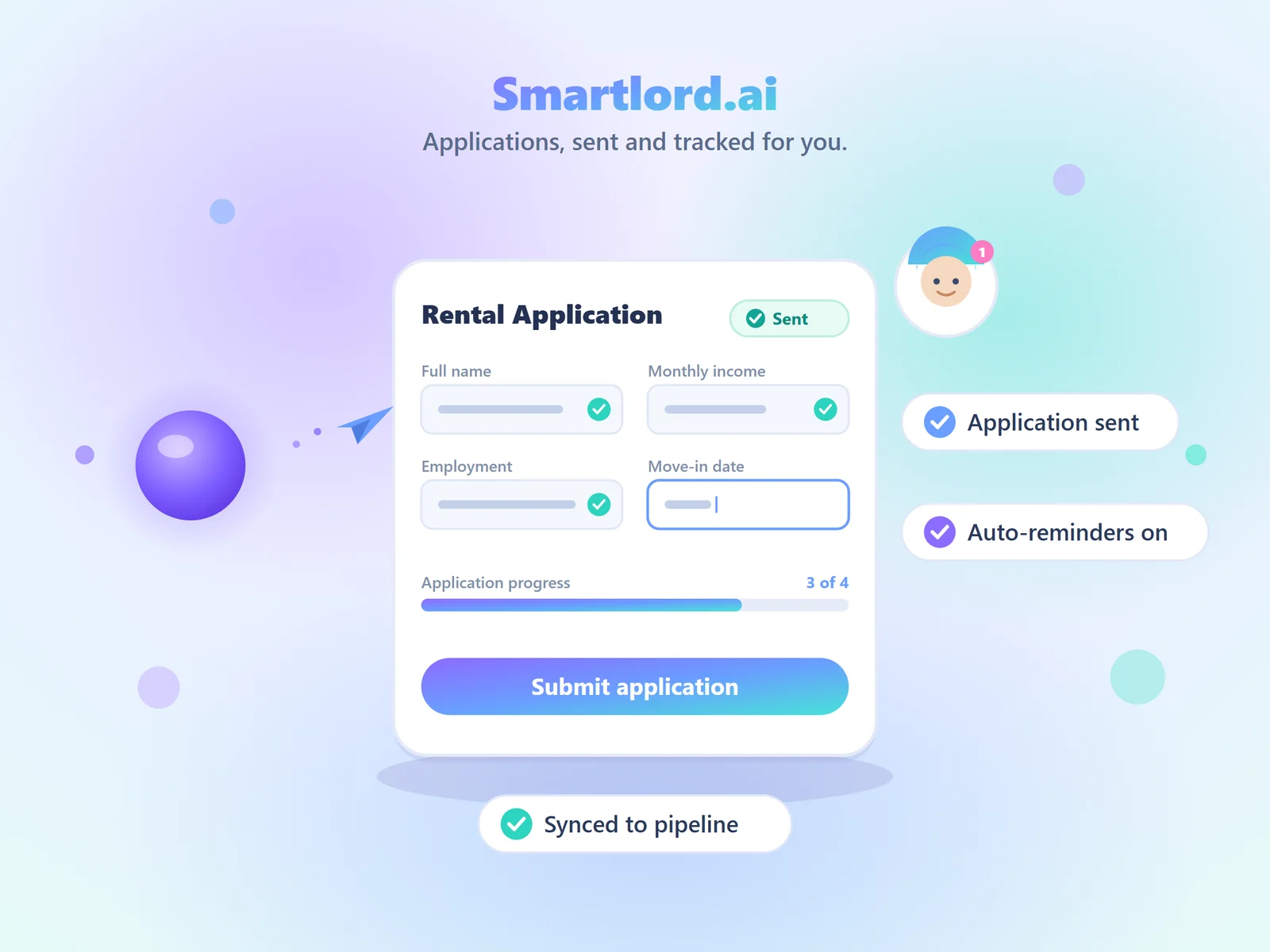 Rentari AI applications: applications sent and tracked automatically