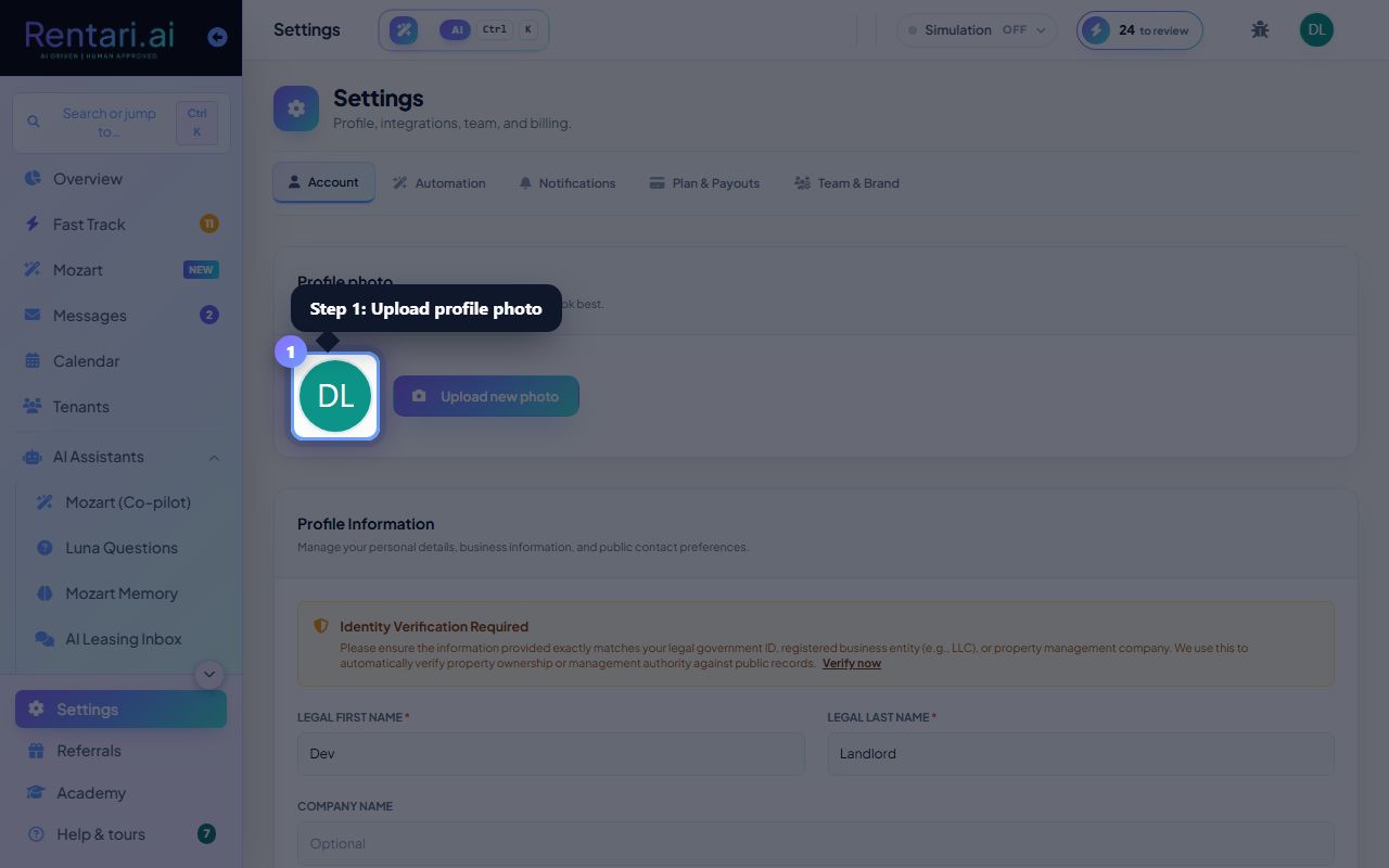 Step 1: Upload and manage your profile photo