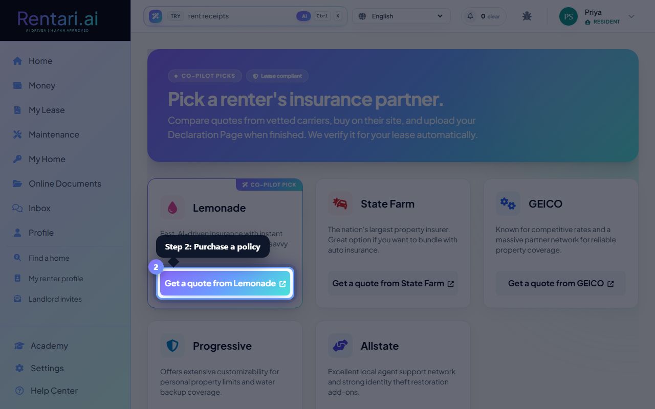Step 2: Purchase a policy