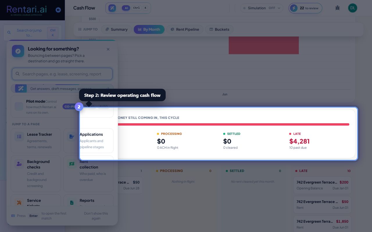 Step 2: Review operating cash flow