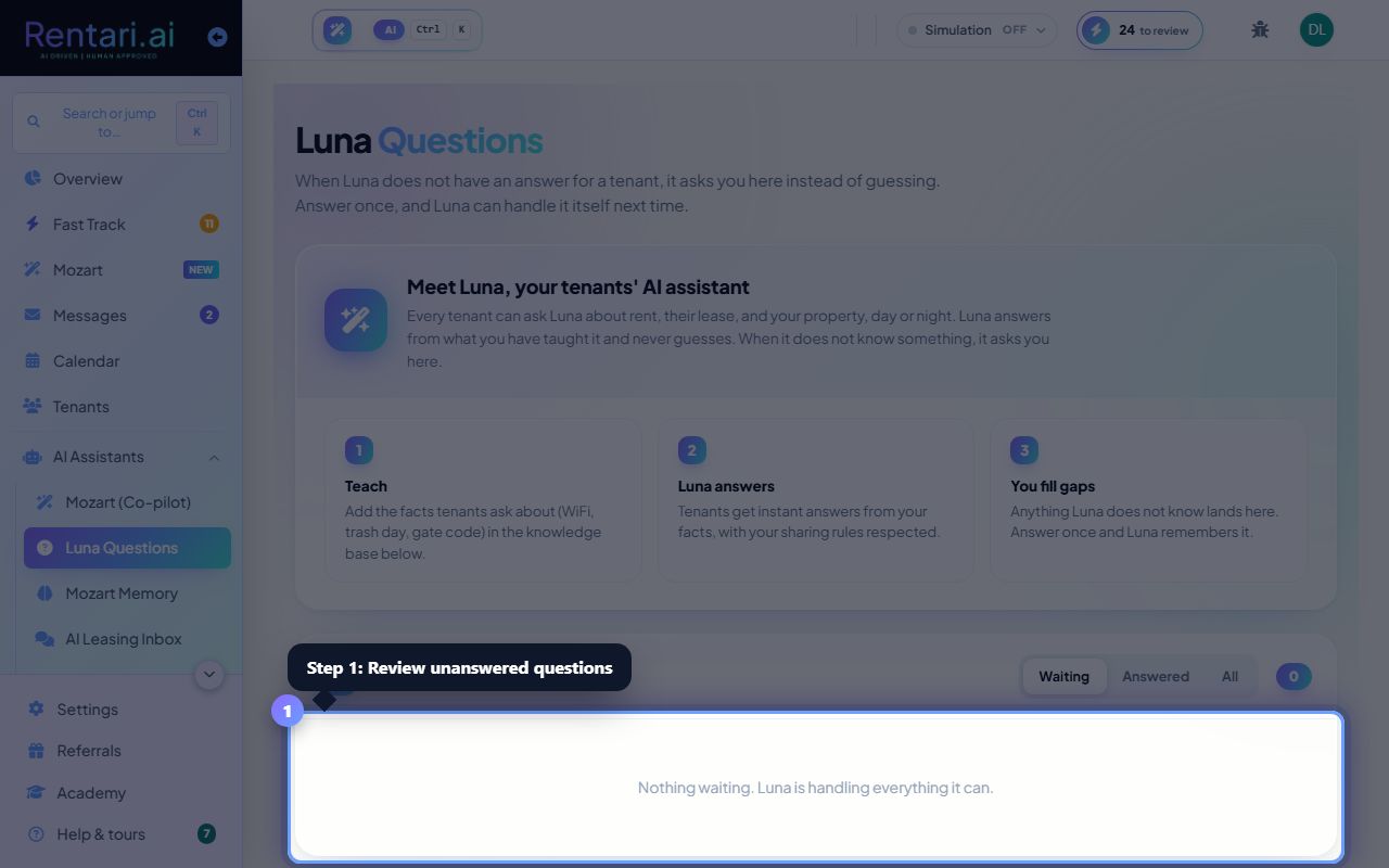 Step 1: Review unanswered questions
