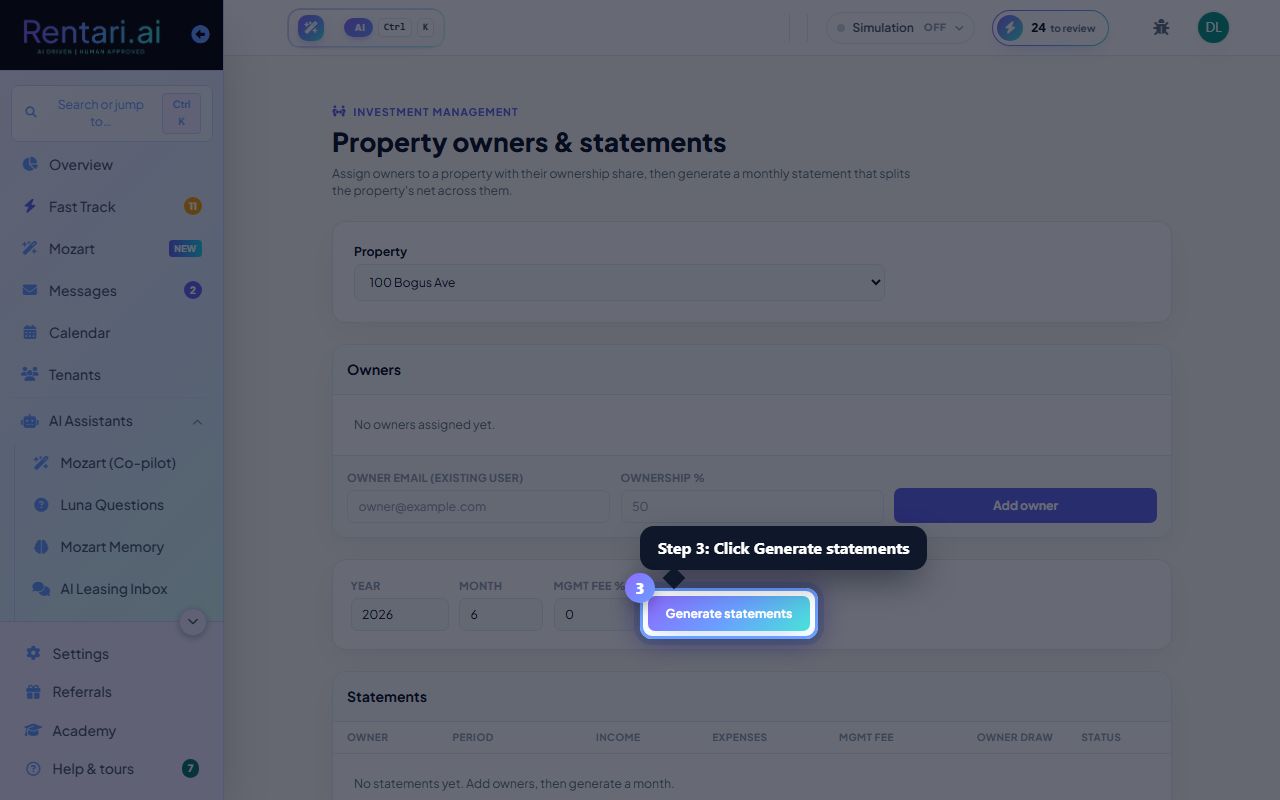 Step 3: Generate and review statements