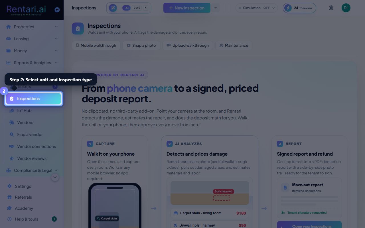 Step 2: Snap photos and let AI detect damage
