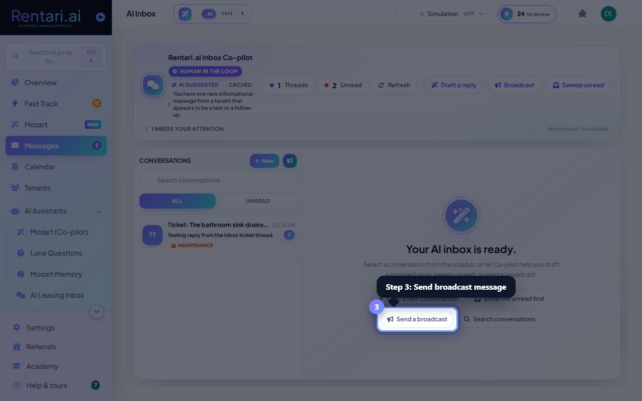 Step 3: Broadcast or manage quick replies