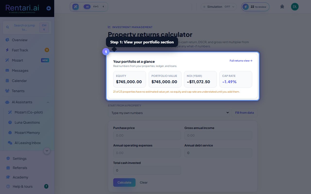 Step 1: Review your portfolio at a glance