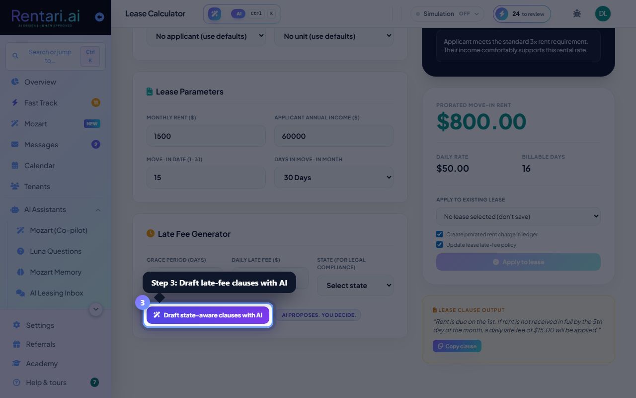 Step 3: Draft late-fee clauses with AI