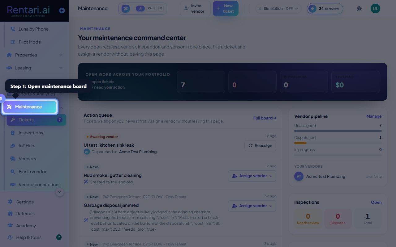 Step 1: Open Maintenance