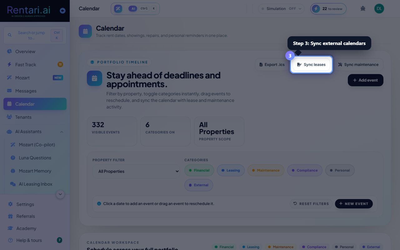 Step 3: Sync external calendars