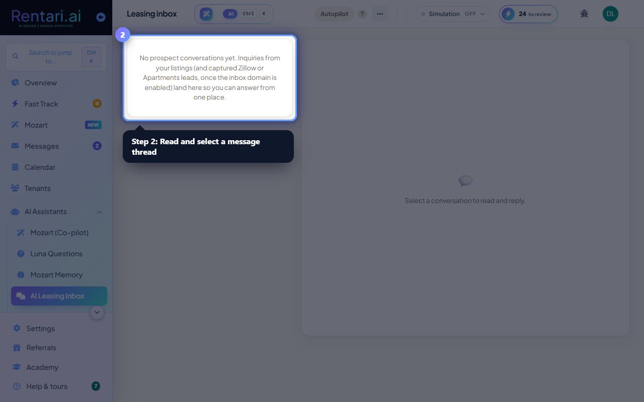 Step 2: Read and select a message thread