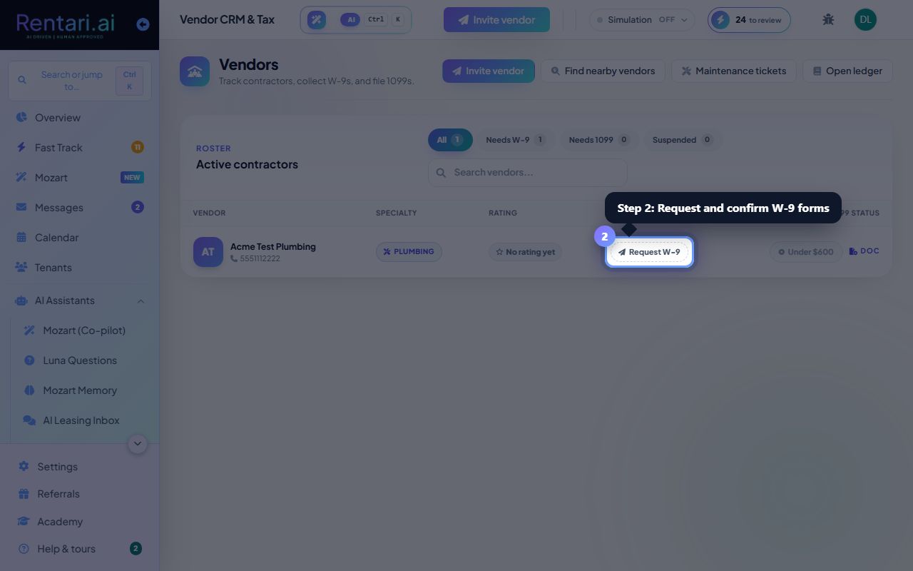 Step 2: Request and confirm W-9 forms