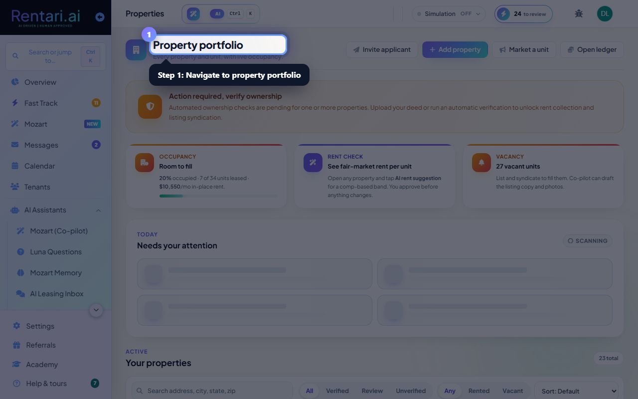 Step 1: Navigate to your property list