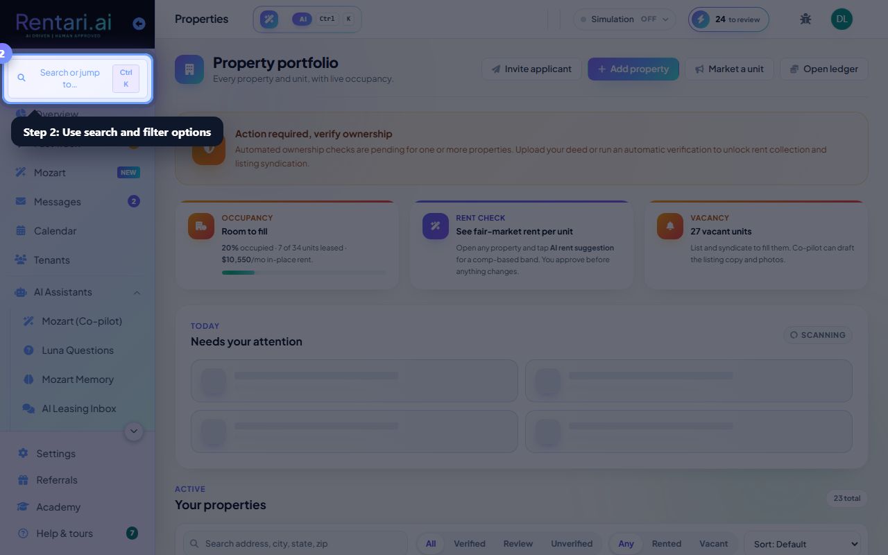 Step 2: Use filters and sort options