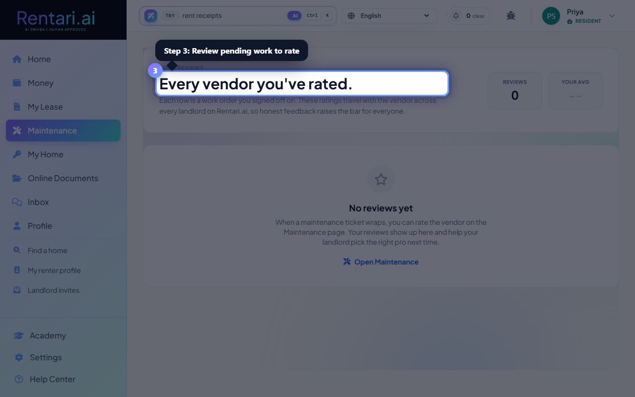 Step 3: Review pending work to rate