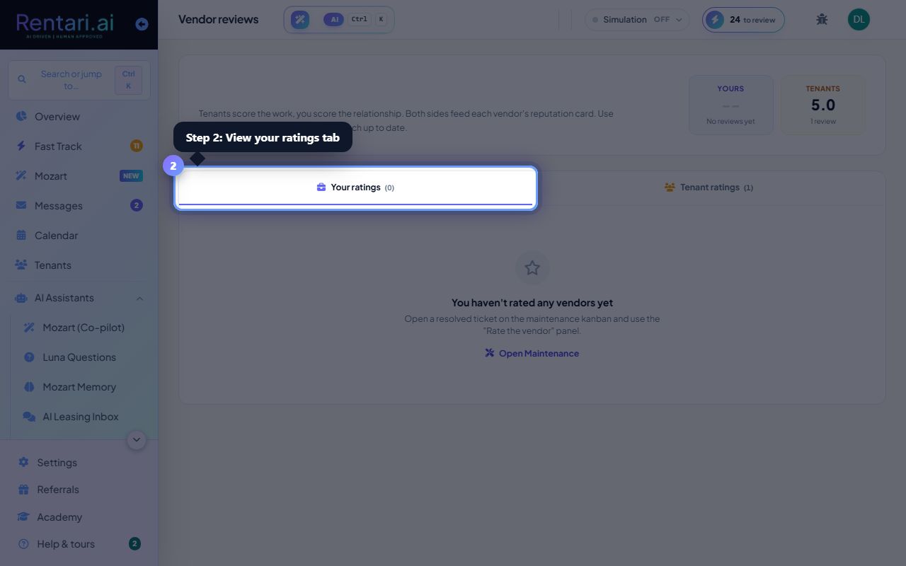 Step 2: Review your own ratings in the Your ratings tab