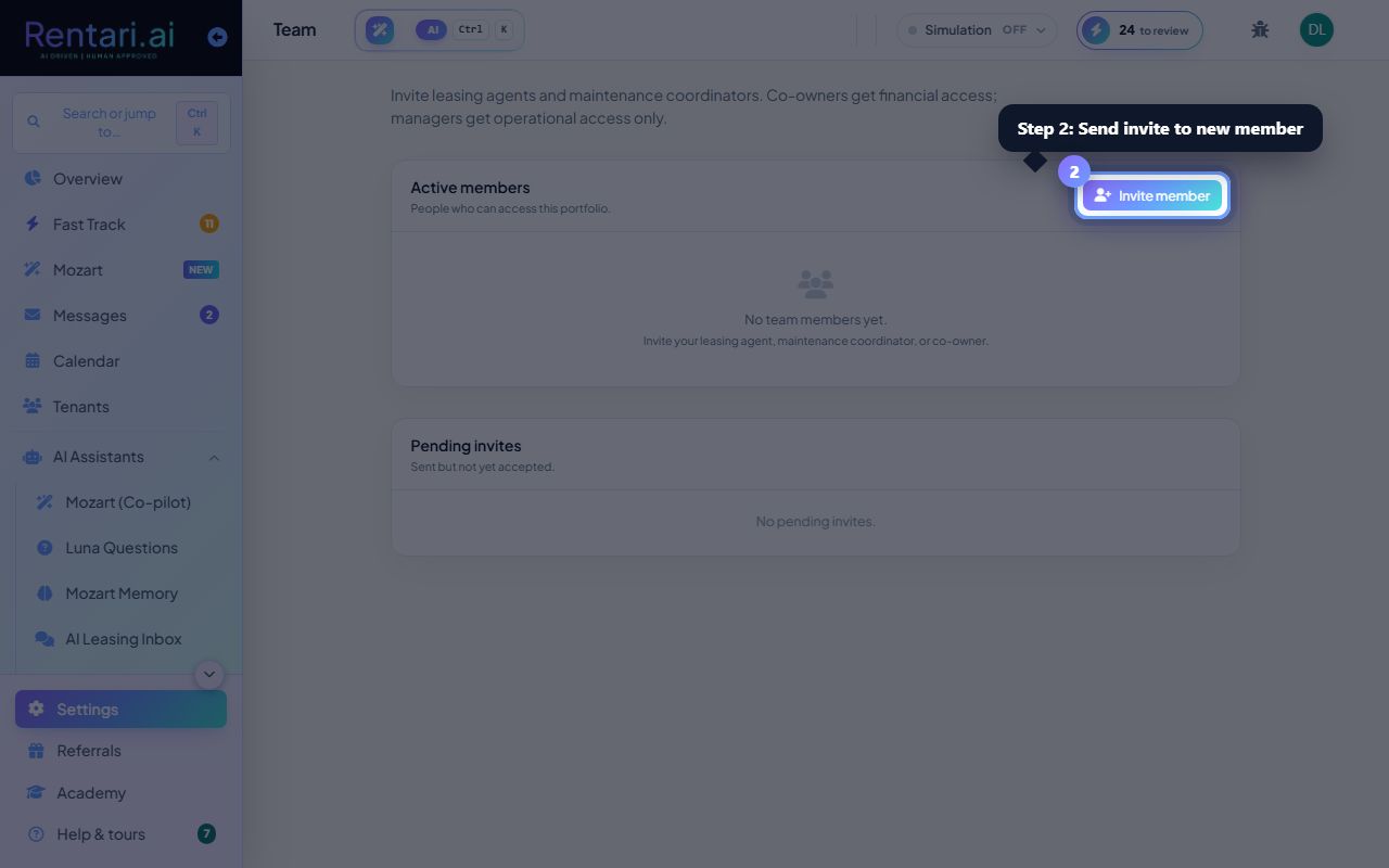 Step 2: Send an invite to a new member