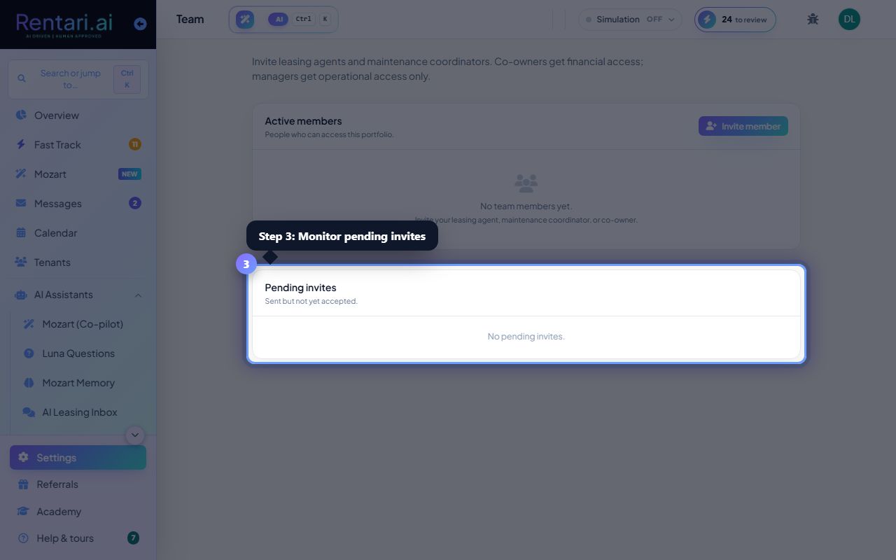 Step 3: Monitor and cancel pending invites