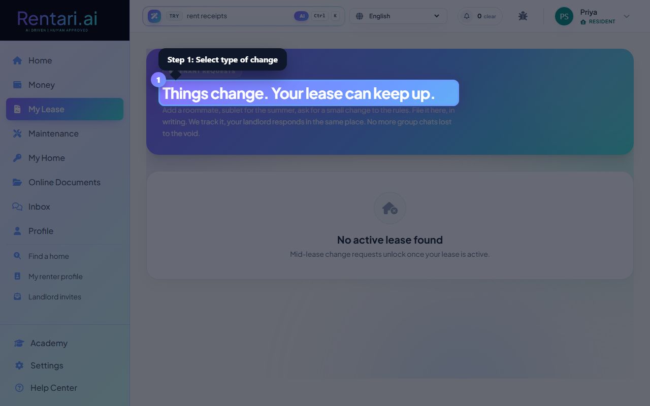 Step 1: Select the type of change request
