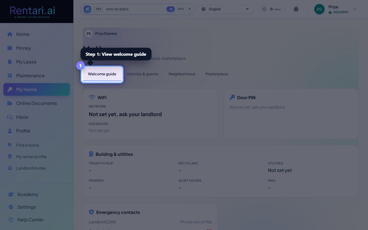 Step 1: View your welcome guide in the first tab