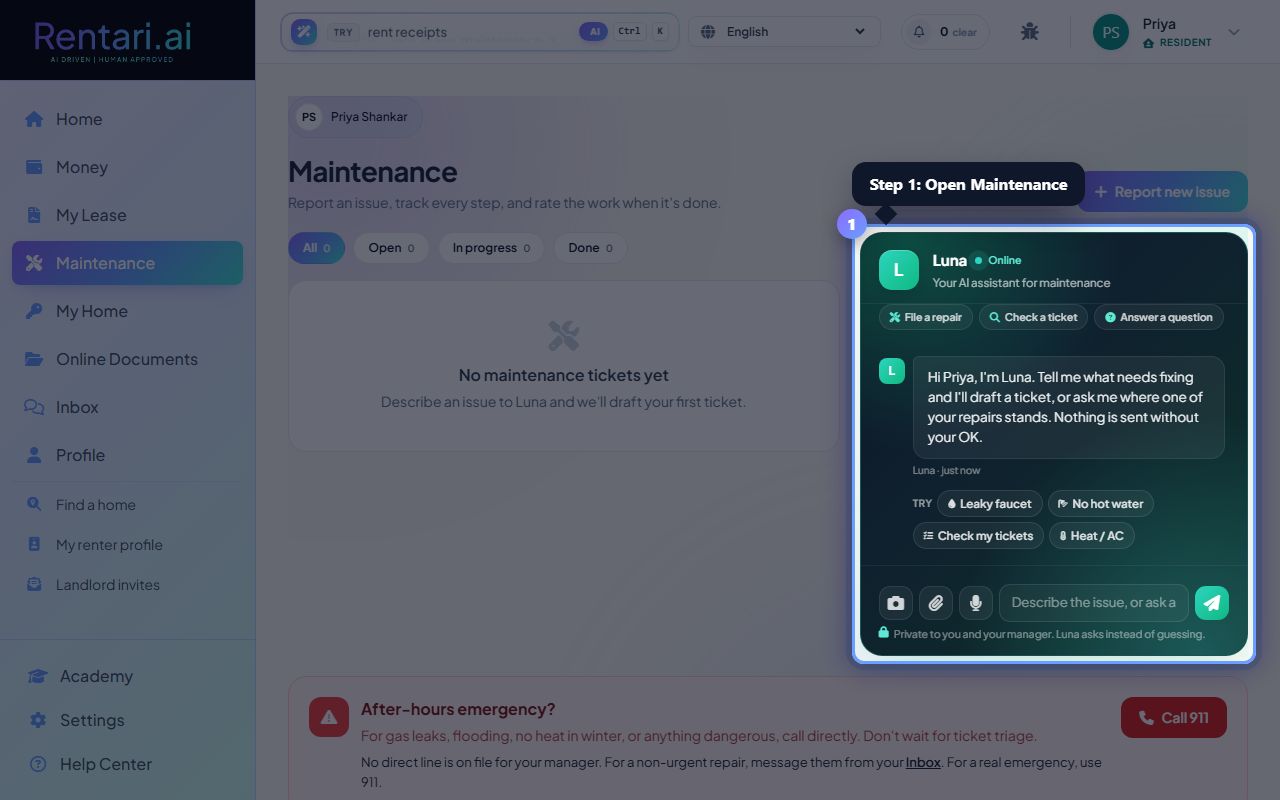 Step 1: Open Maintenance