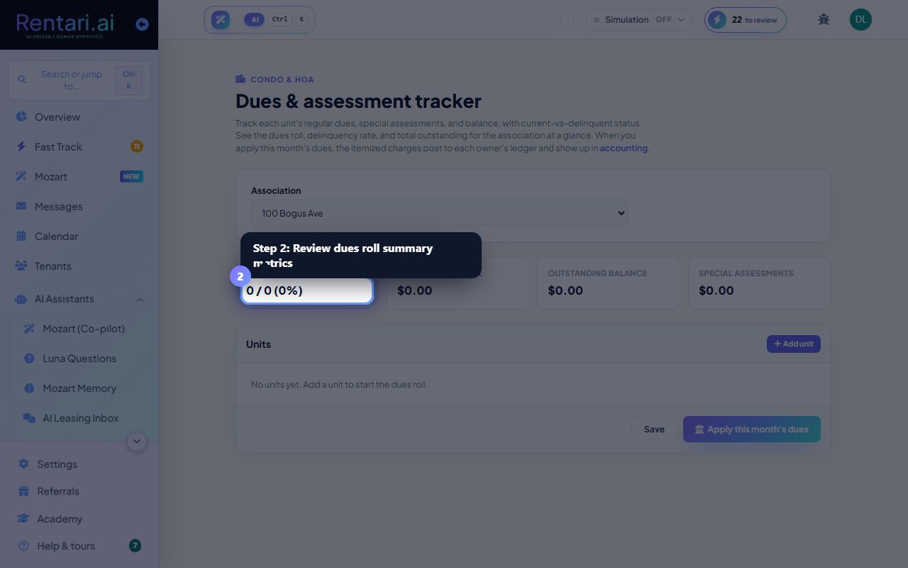 Step 2: Review the dues roll summary