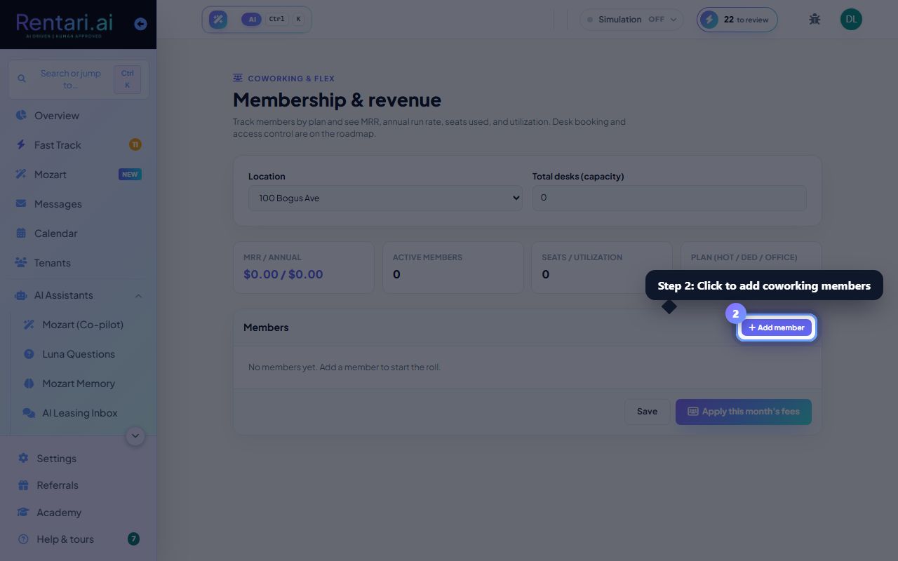 Step 2: Add members by plan and fee