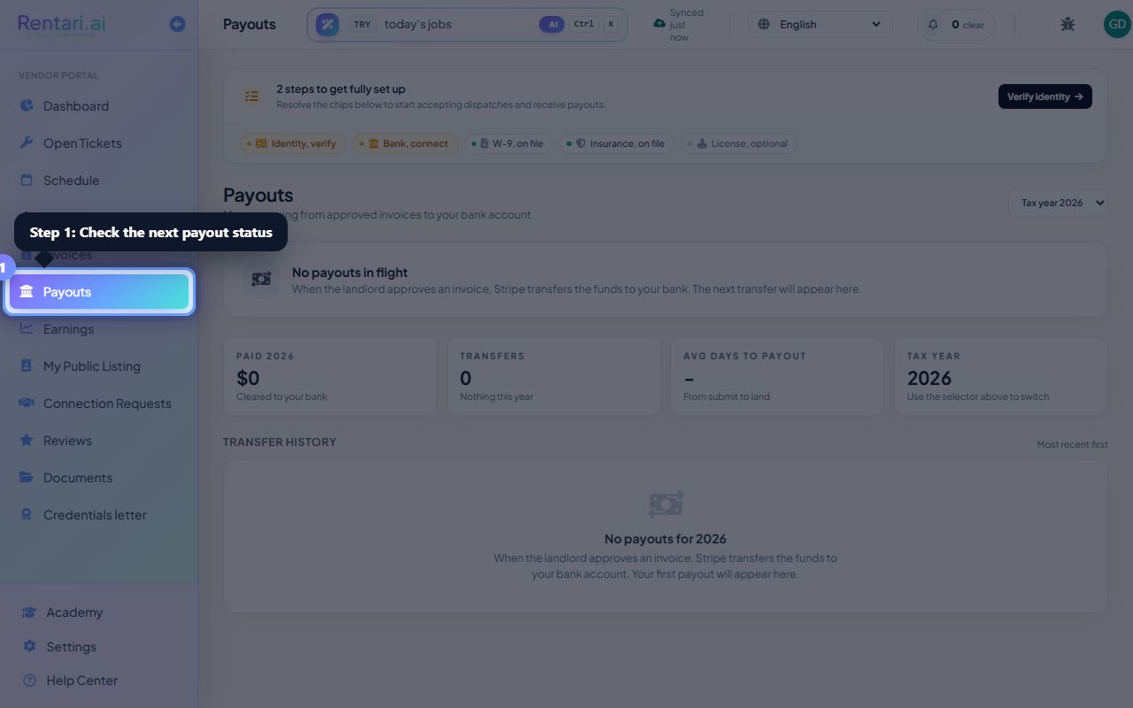 Step 1: Check the next payout status