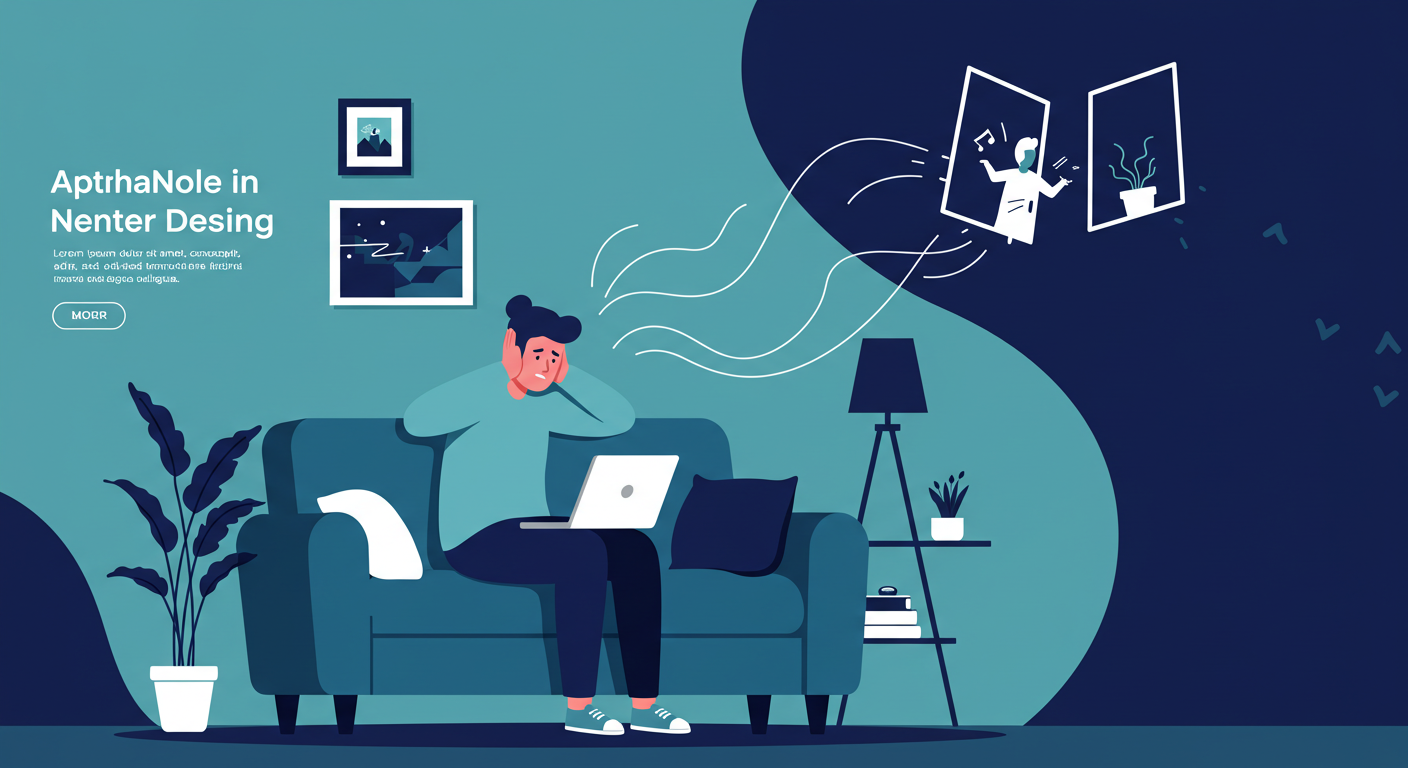 A person sits on their couch, covering their ears in frustration as wavy lines depicting noise come from the apartment next door.