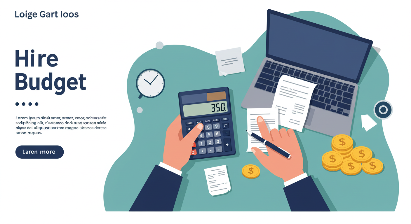A person using a calculator with receipts and a laptop nearby, planning a budget.