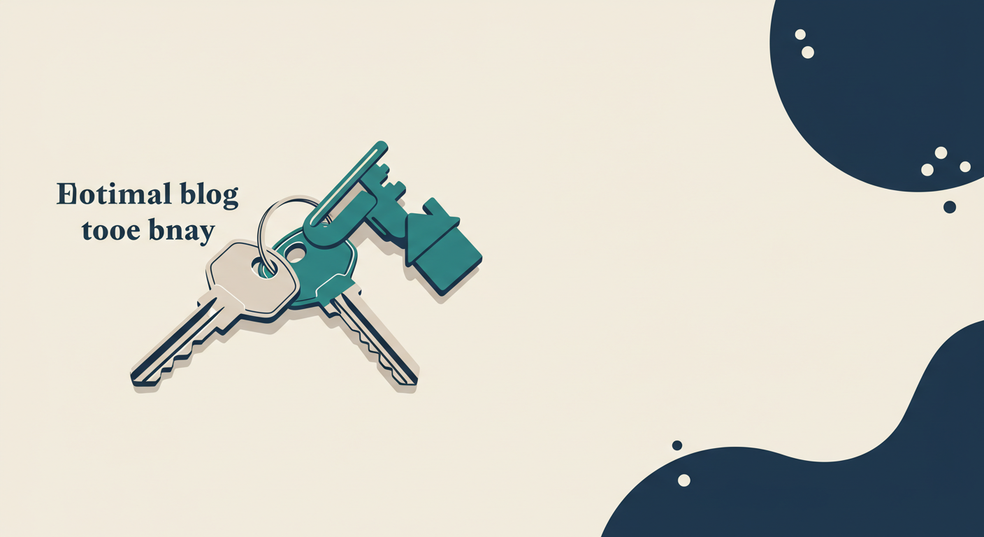 A set of house keys with a simple keychain on a clean, neutral background.