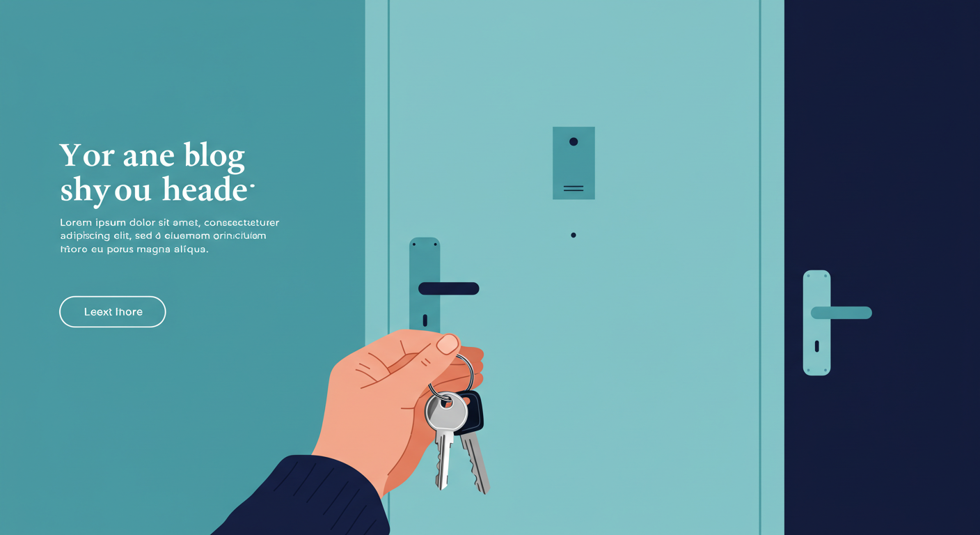 A person holding a set of house keys in front of a modern, clean apartment door.