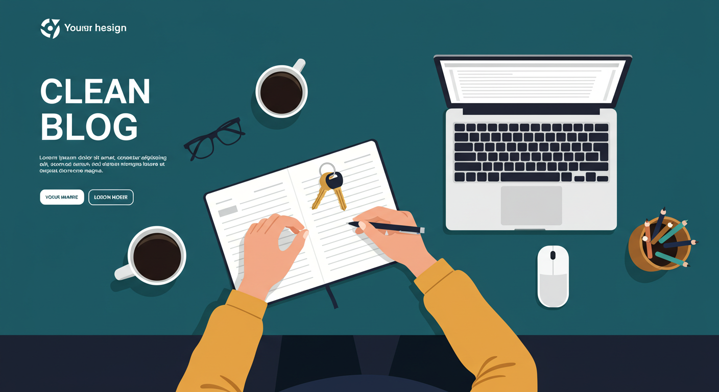 A person sitting at a clean desk with a laptop, a notebook, and a set of keys, looking organized and focused.