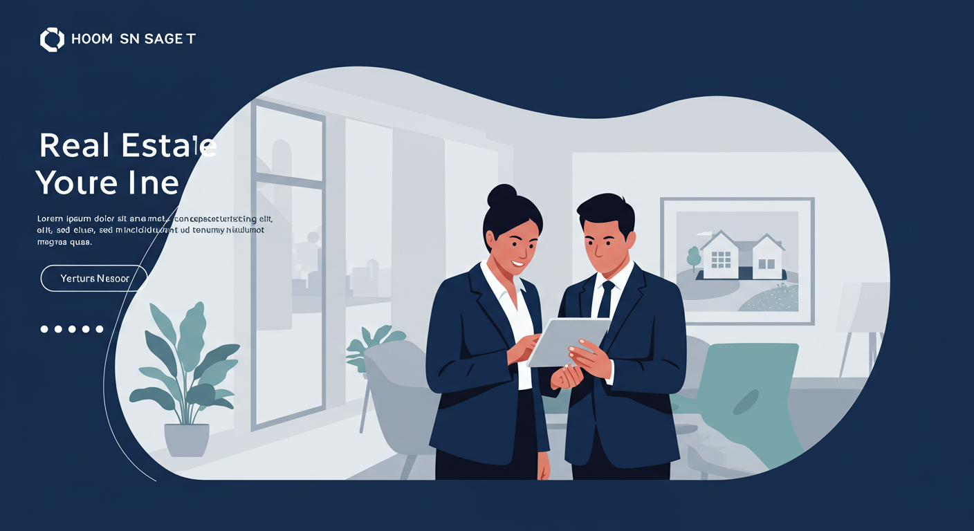 A real estate agent and a client looking at a tablet together inside a residential property that is for sale.