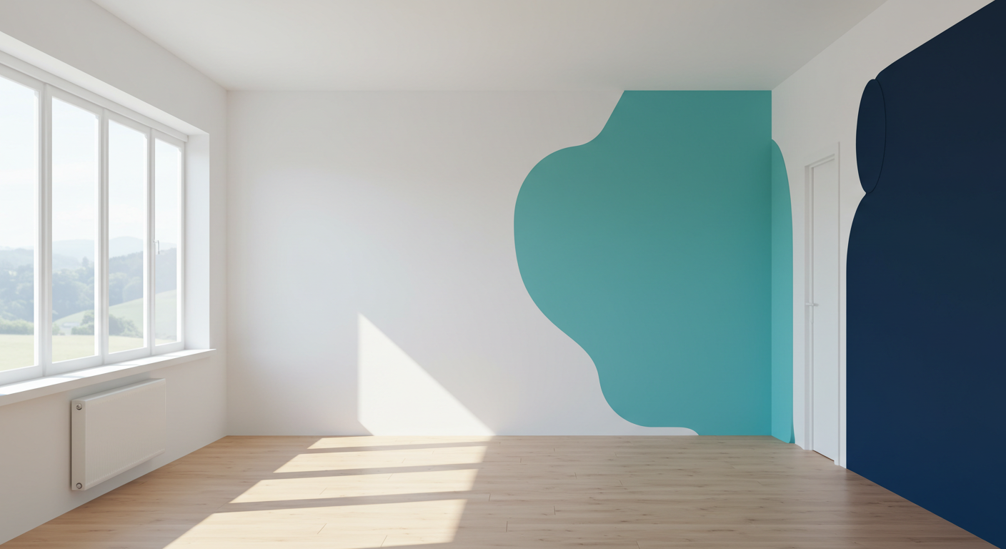 A bright, clean, and empty living room in a modern apartment, ready for a new tenant.