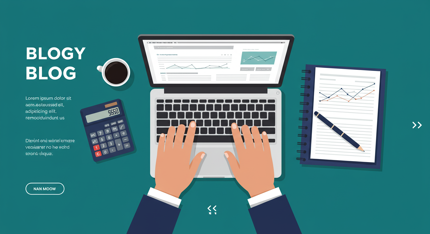 A person's hands typing on a laptop next to a calculator and a notepad with numbers on it.