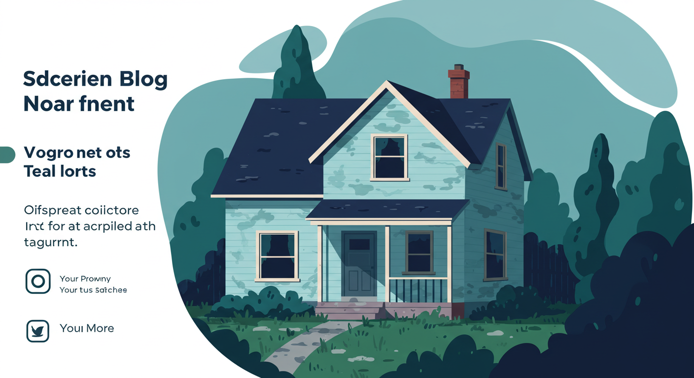 A modest, older single-story house with peeling paint and an overgrown lawn, representing a low-cost investment property.