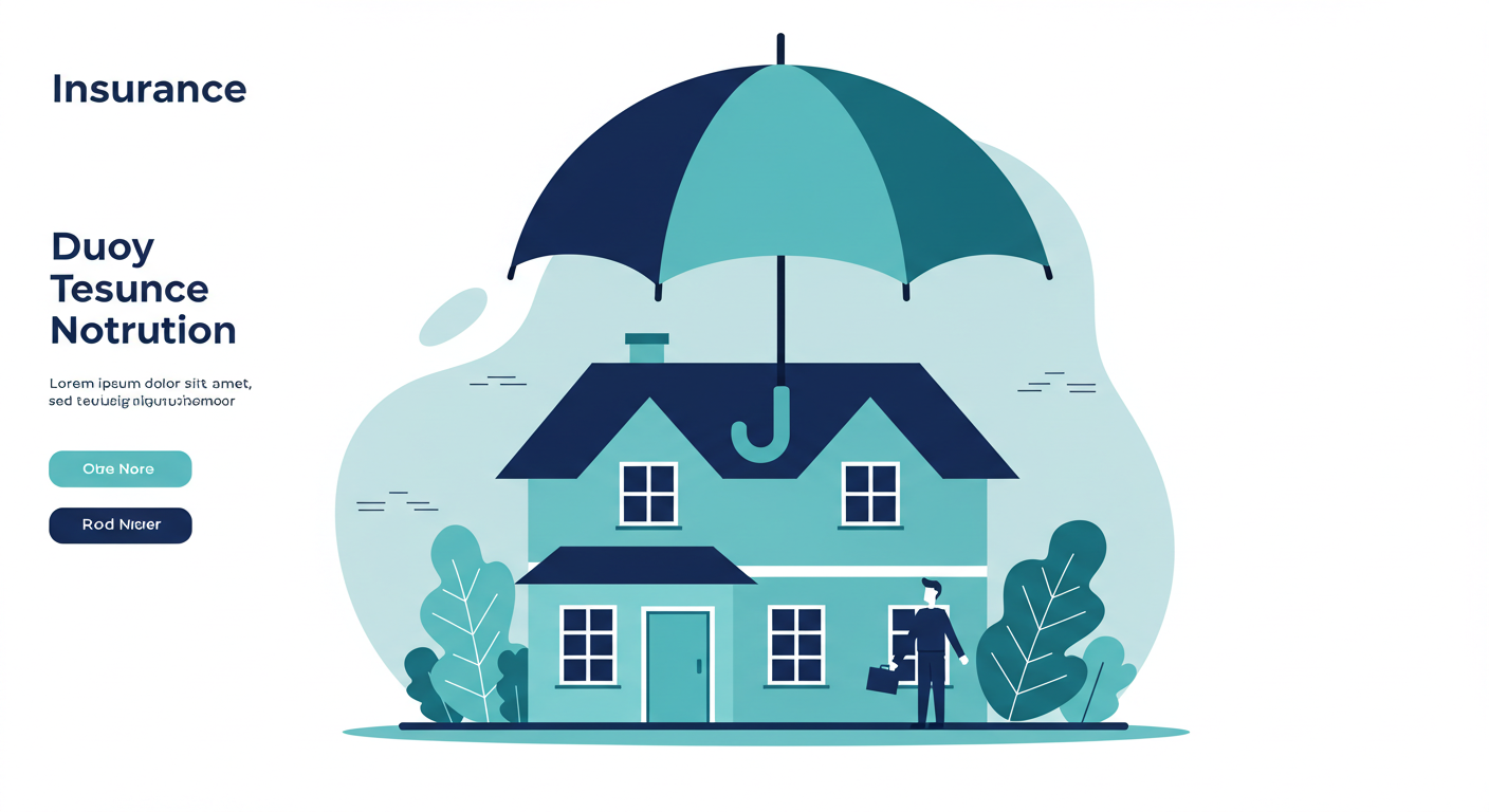 A duplex house with a conceptual umbrella held over it, symbolizing insurance protection.
