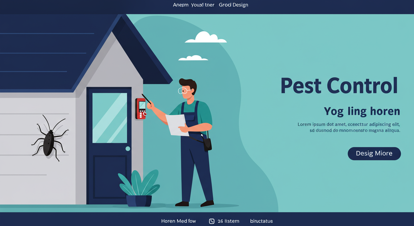 A pest control professional in uniform inspecting the exterior corner of a house.