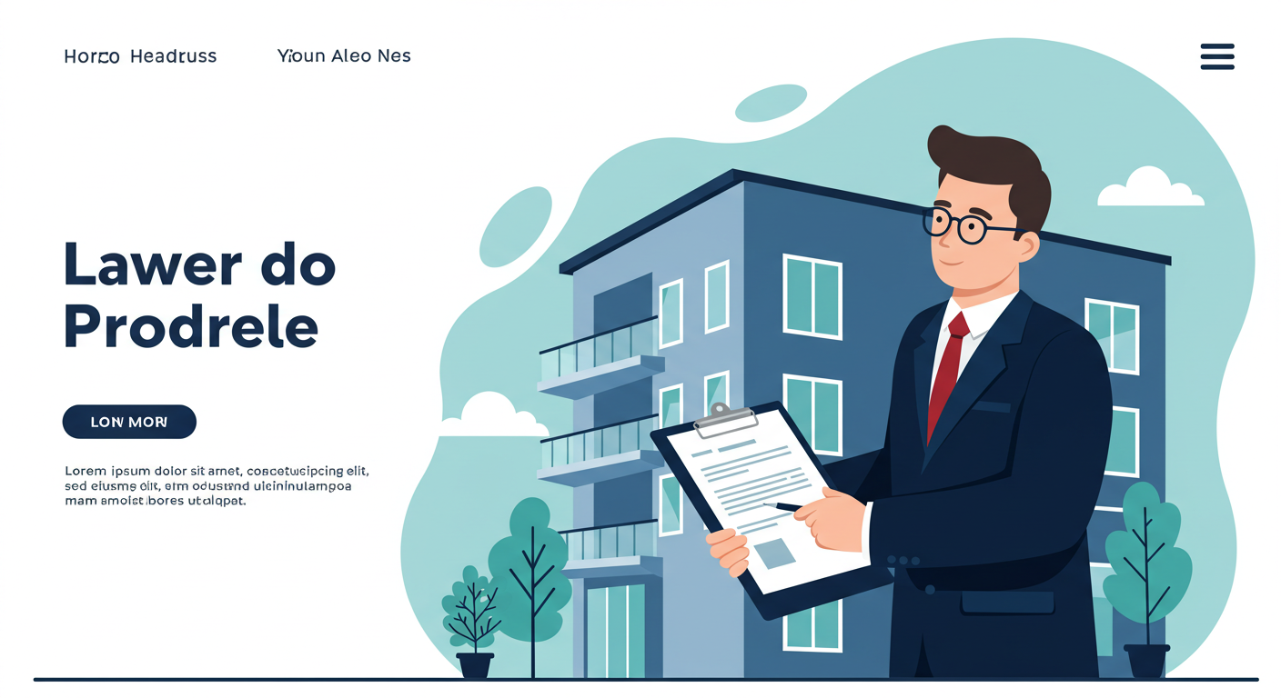 A landlord holds a clipboard and inspects the exterior of a modern apartment building before renting it out.