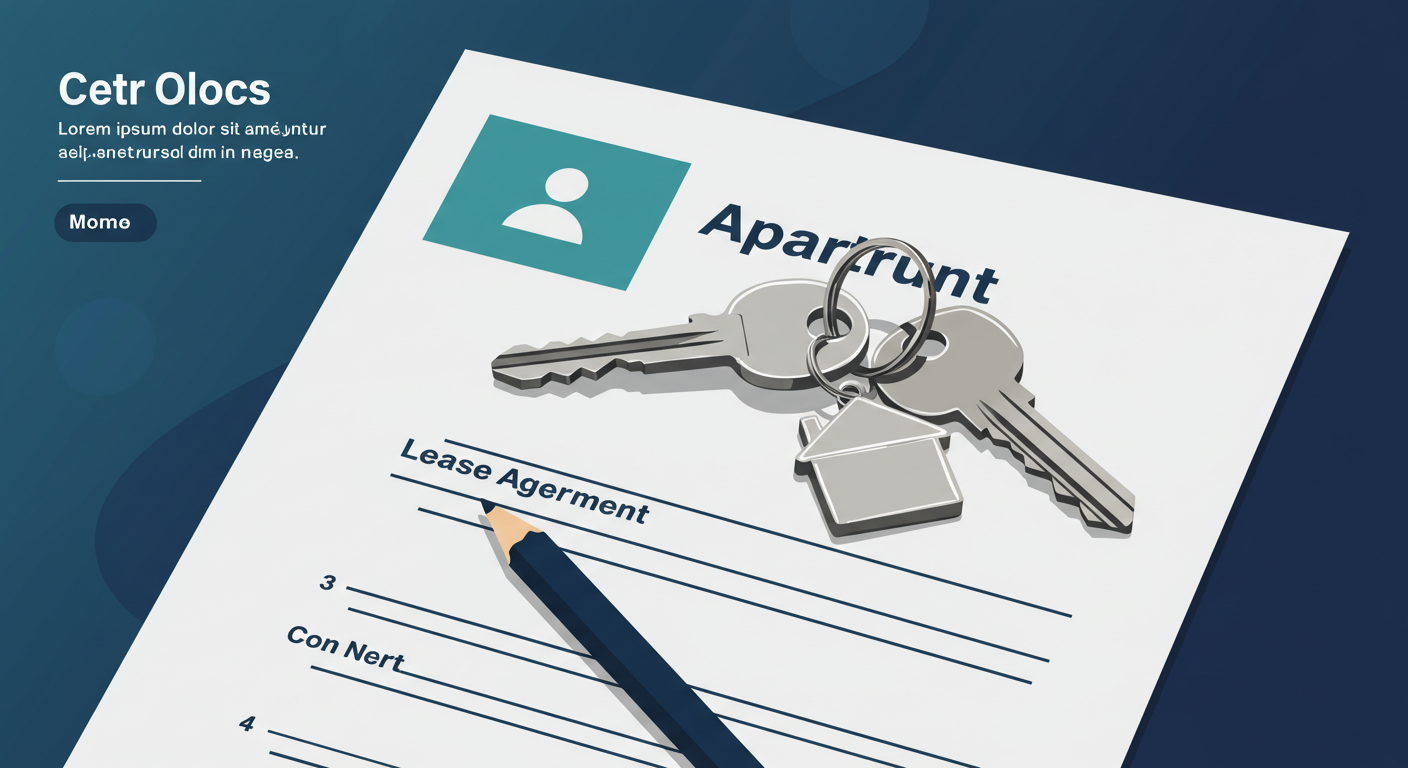 A set of apartment keys with a small house-shaped keychain resting on a signed lease agreement.