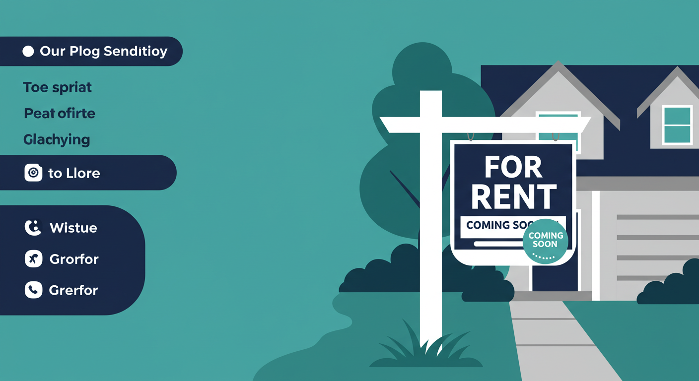 A 'For Rent' sign with a 'Coming Soon' sticker attached, posted in front of a residential house.