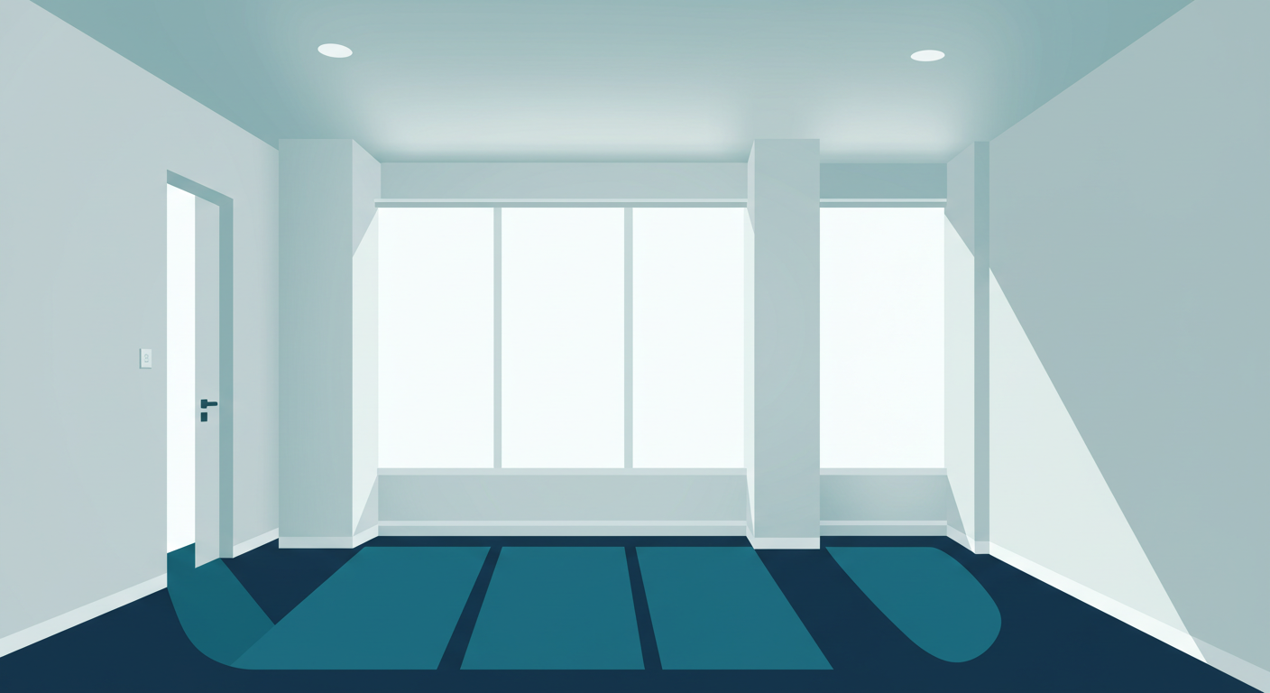 A clean, empty apartment with large windows and light-colored walls, ready for a new tenant.