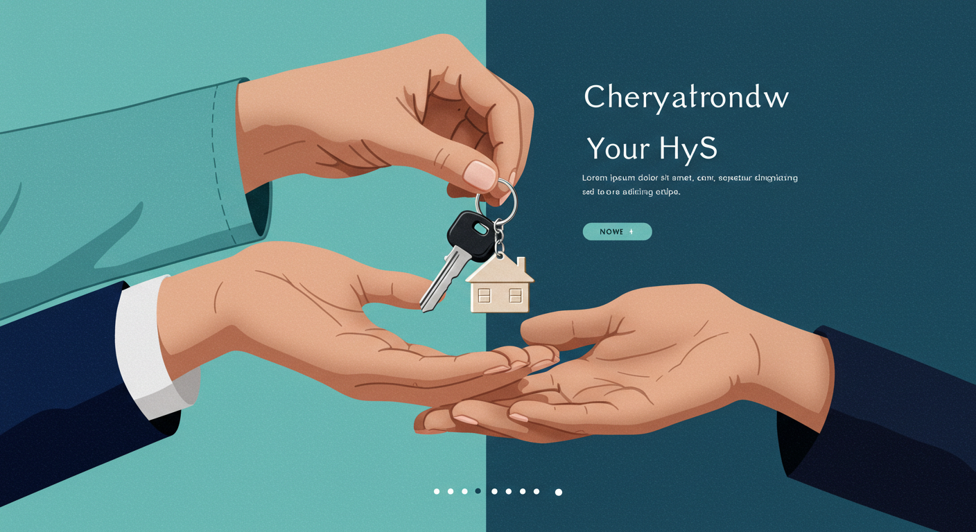 A close-up of a person's hands giving another person a set of house keys with a simple keychain.