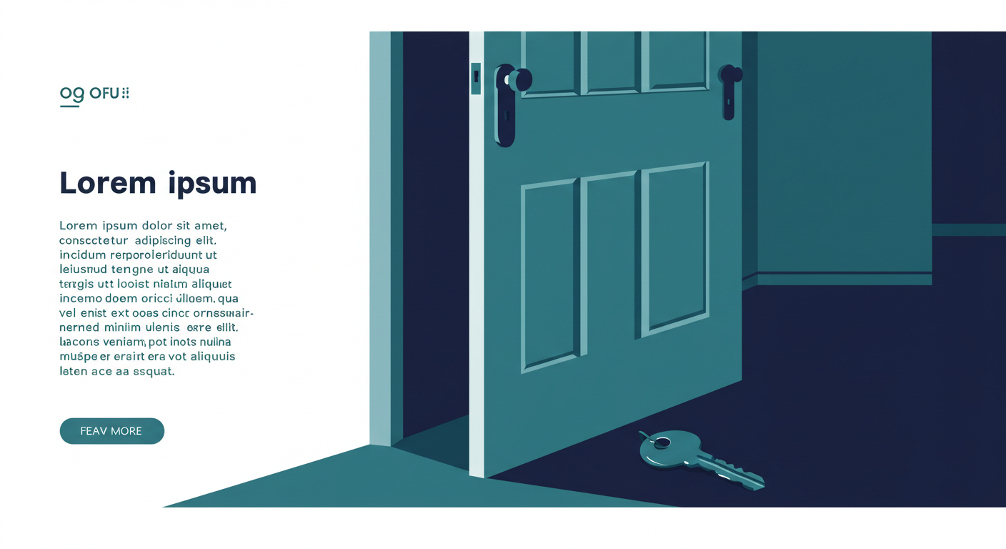 A front door of an apartment left ajar, with a key sitting on the floor just inside the threshold.